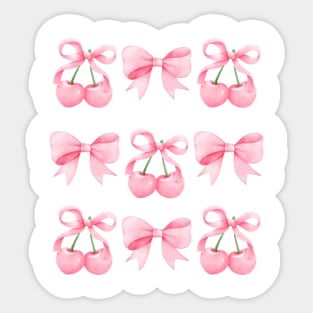 Coquette Pink Bows and Cherries Sticker